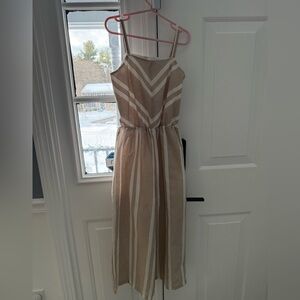 Striped Tan and White Kids One Piece